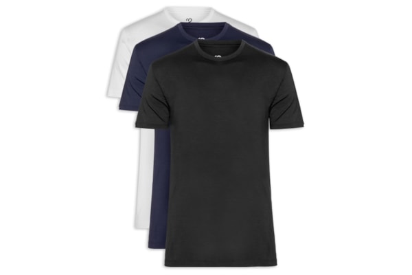 Kit De Camisetas Masculinas 3 Peças Tech Em Modal - Azul
