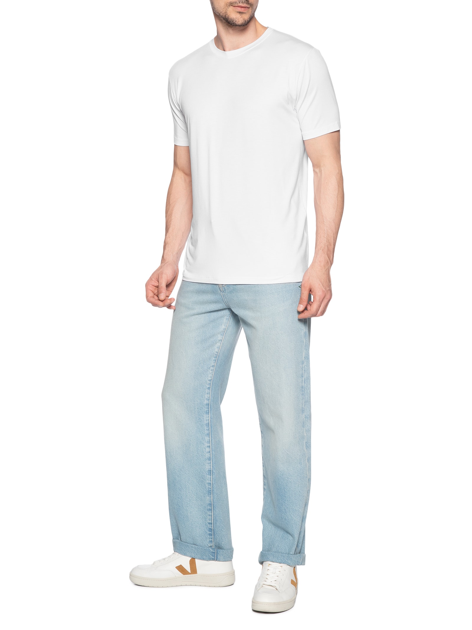 Kit De Camisetas Masculinas 3 Peças Tech Em Modal Branco '2 Essential