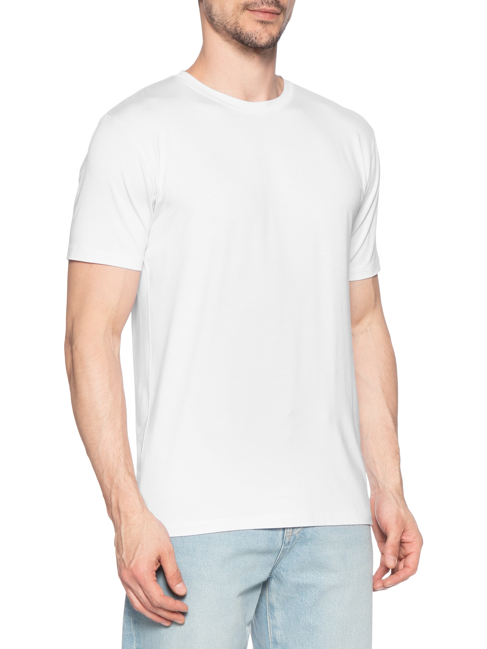 Kit De Camisetas Masculinas 3 Peças Tech Em Modal Branco '2 Essential