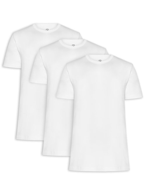 Kit De Camisetas Masculinas 3 Peças Tech Em Modal – Branco