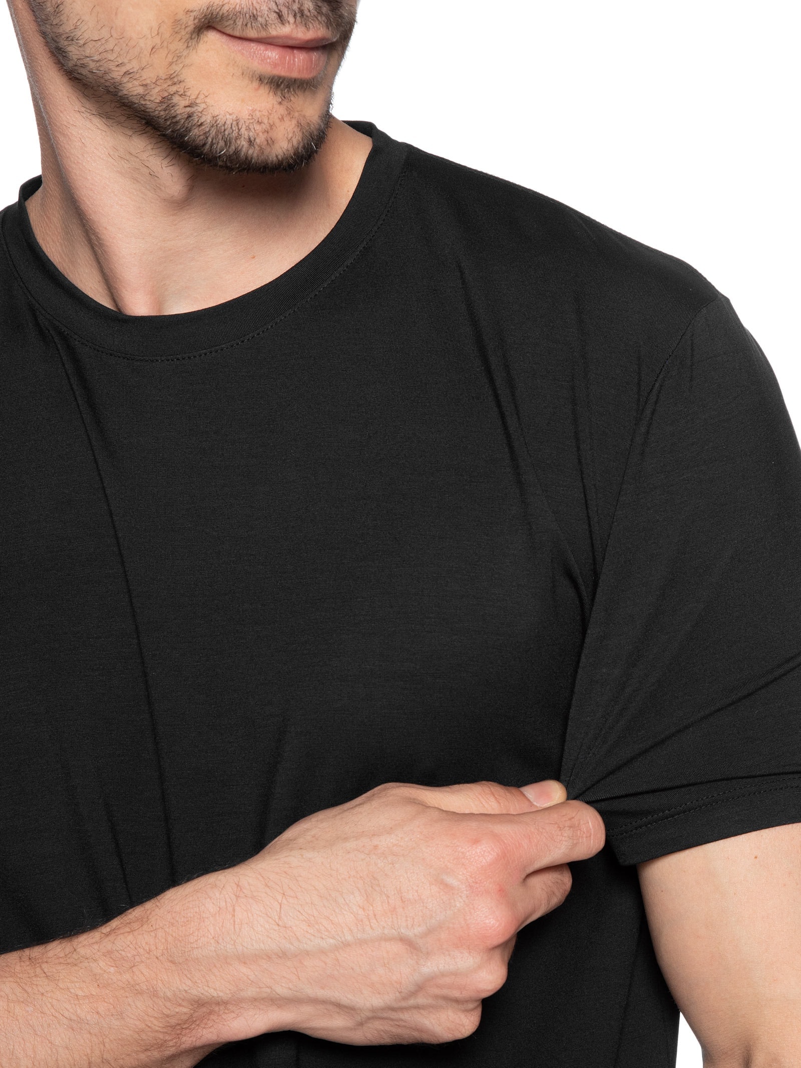 Kit De Camisetas Masculinas 3 Peças Tech Em Modal Preto '2 Essential