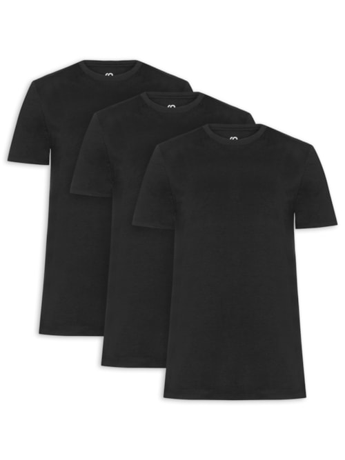 Kit De Camisetas Masculinas 3 Peças Tech Em Modal – Preto