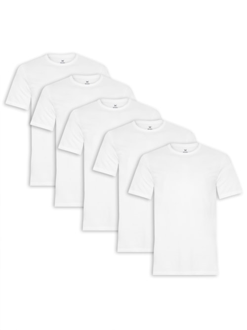 Kit De Camisetas Masculinas 5 Peças - Branco