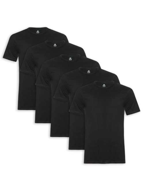 Kit De Camisetas Masculinas 5 peças – Preto