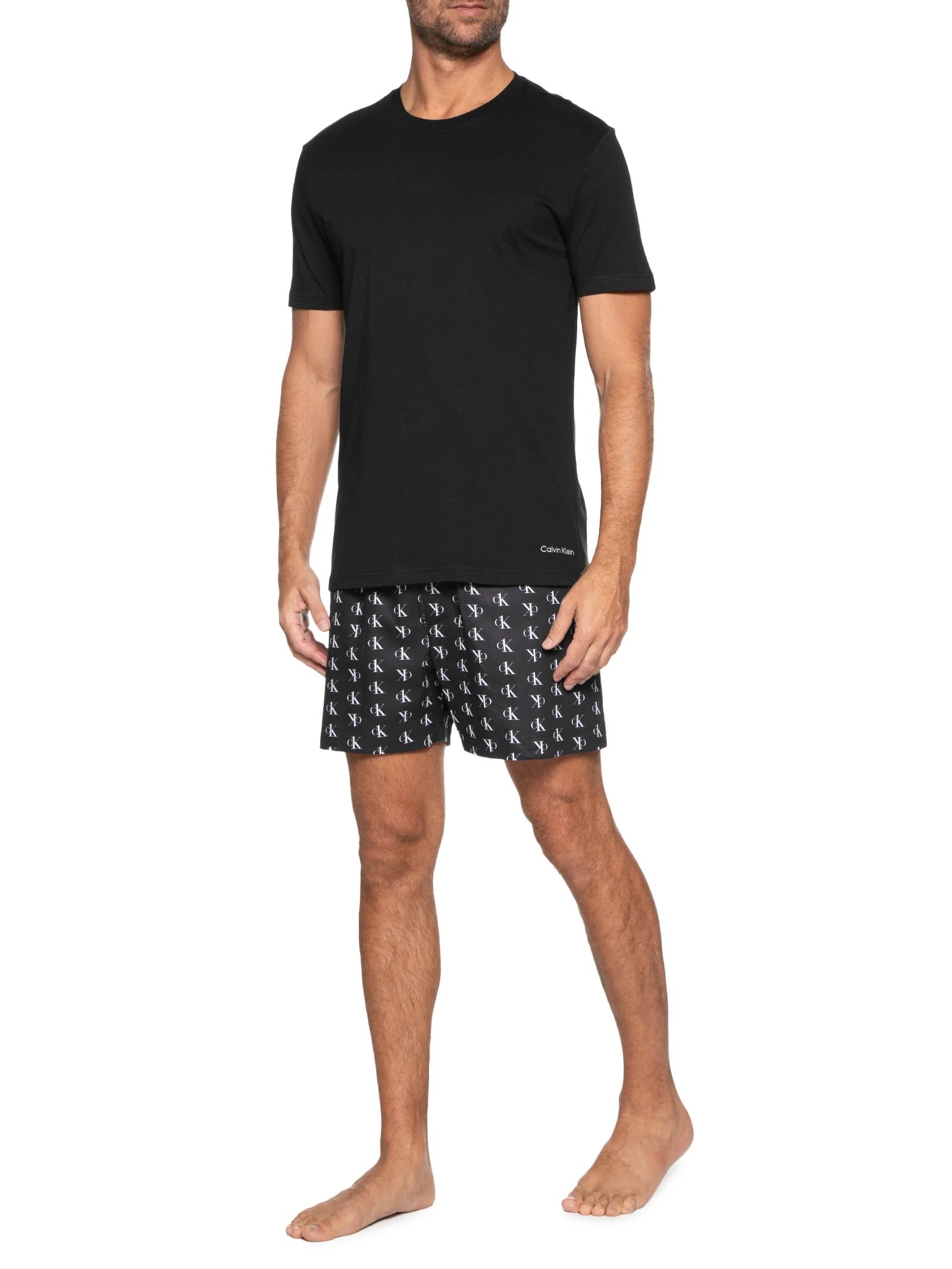 Kit de Camisetas Masculinas Crew-neck 2 Peças Preto Calvin Klein Underwear