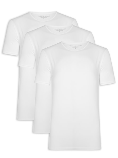 Kit De Camisetas Stretch Cn Tee 3 Peças - Branco
