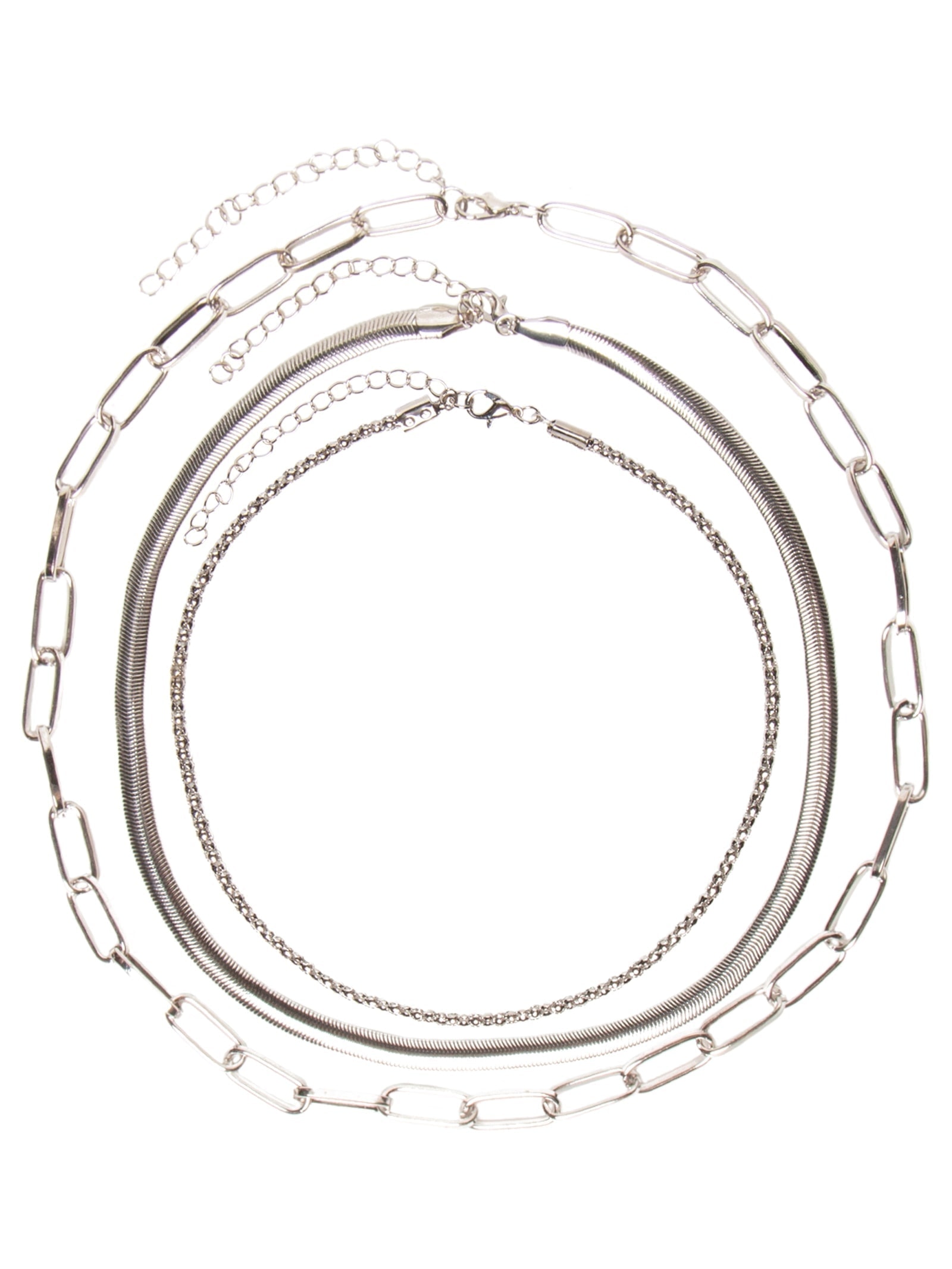 Kit De Colares Feminino Prateado Market 33