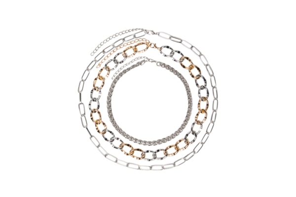 Kit De Colares Femininos Correntes Maxi - Prateado