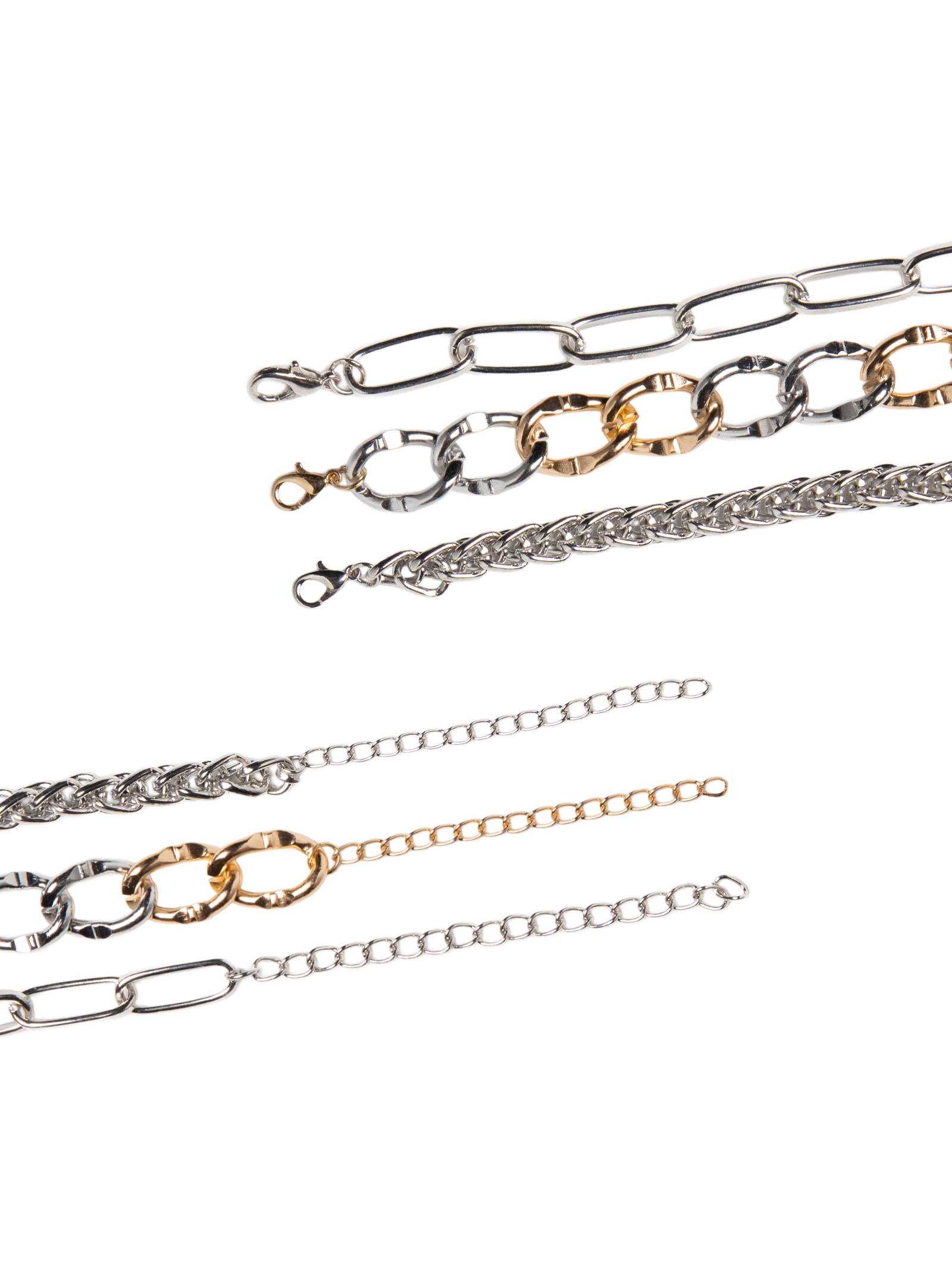 Kit De Colares Femininos Correntes Maxi Prateado Basiq