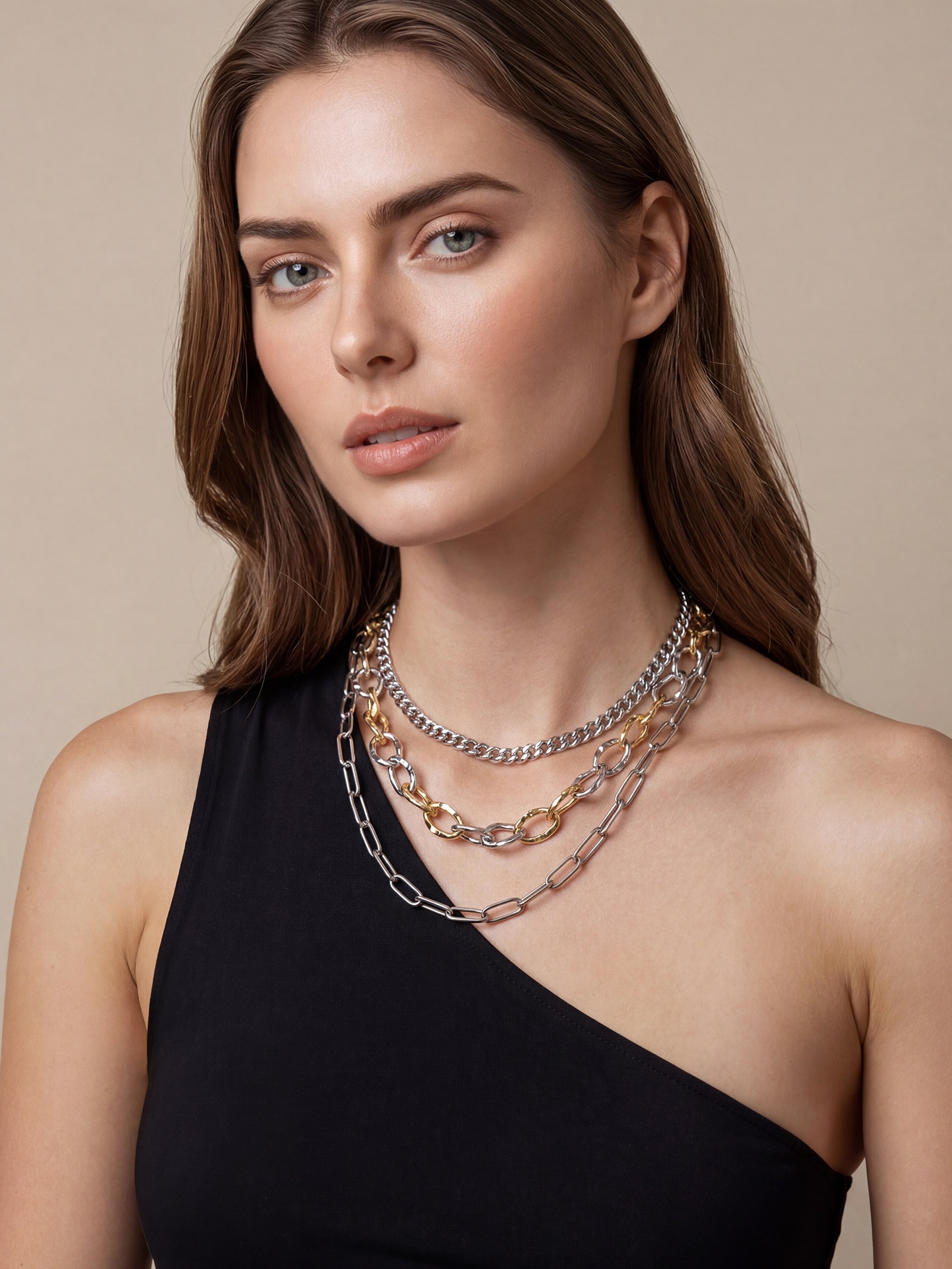 Kit De Colares Femininos Correntes Maxi Prateado Basiq