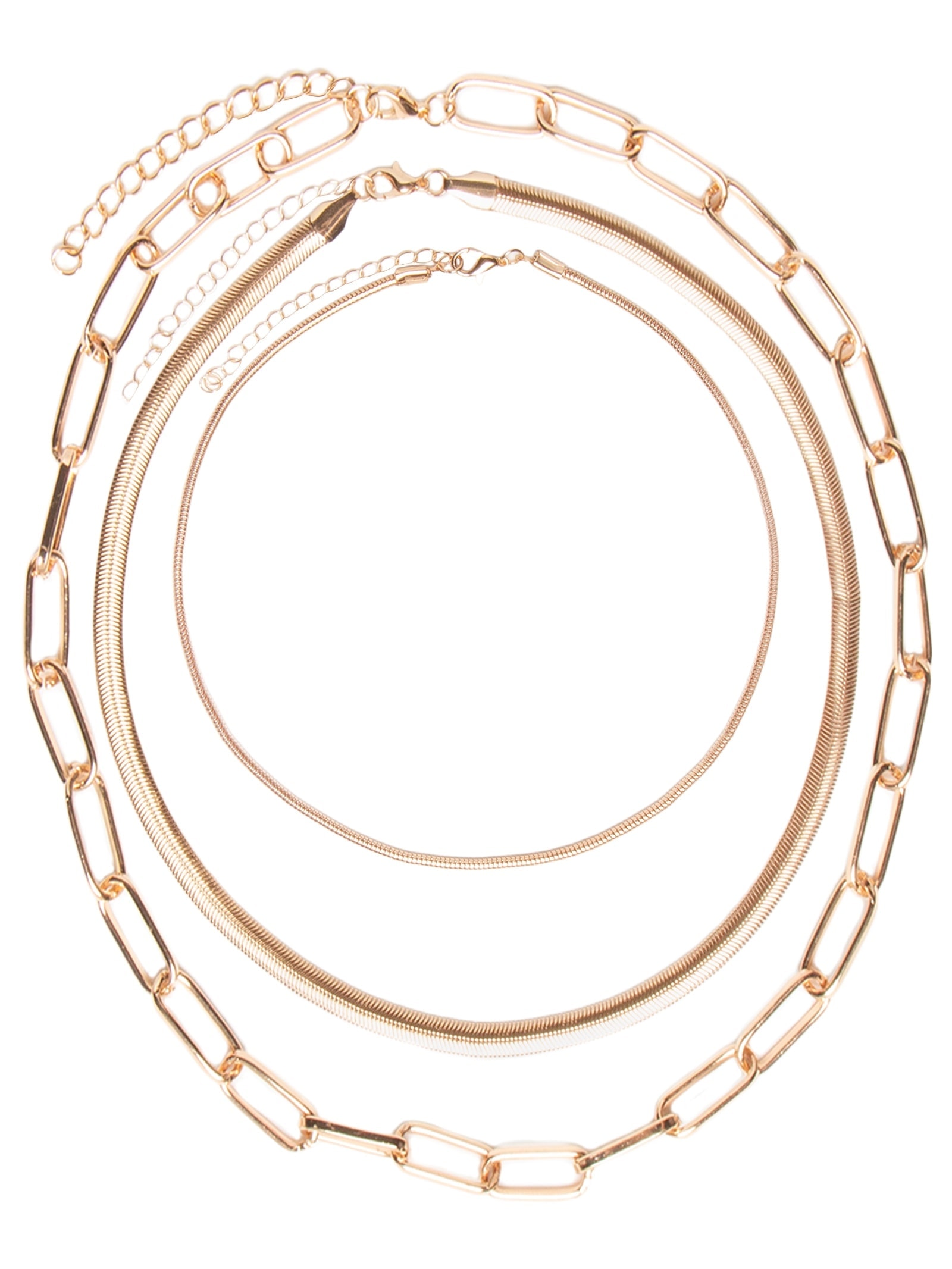 Kit De Colares Femininos Diferentes Elos Dourado Basiq