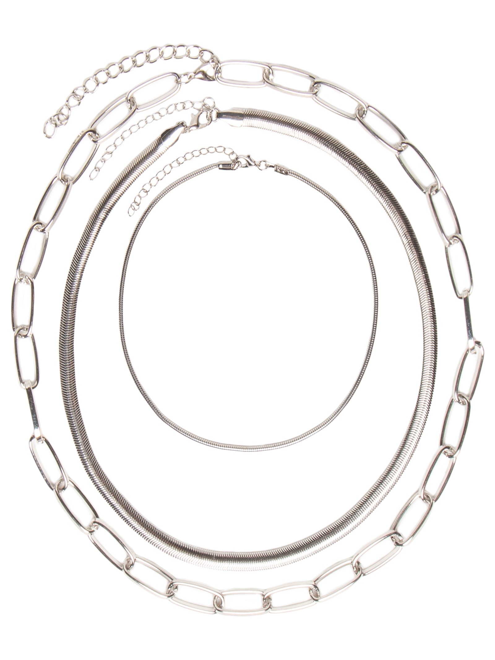 Kit De Colares Femininos Diversos Prateado Basiq