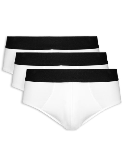 Kit De Cueca Slip Pima 3 Peças – Branco
