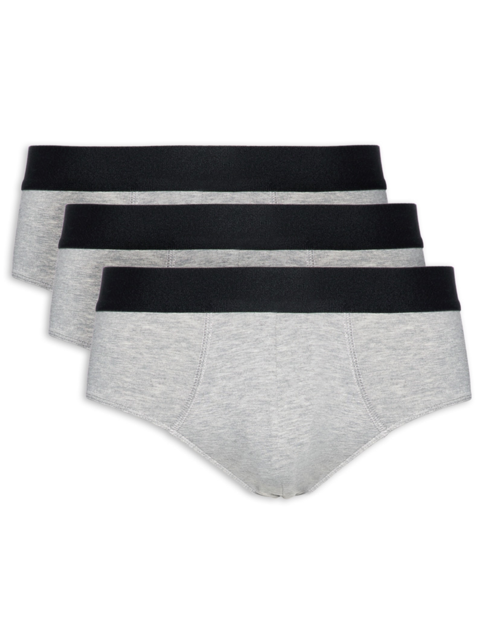 Kit De Cueca Slip Pima 3 Peças Cinza '2 Essential