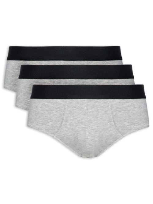 Kit De Cueca Slip Pima 3 Peças – Cinza