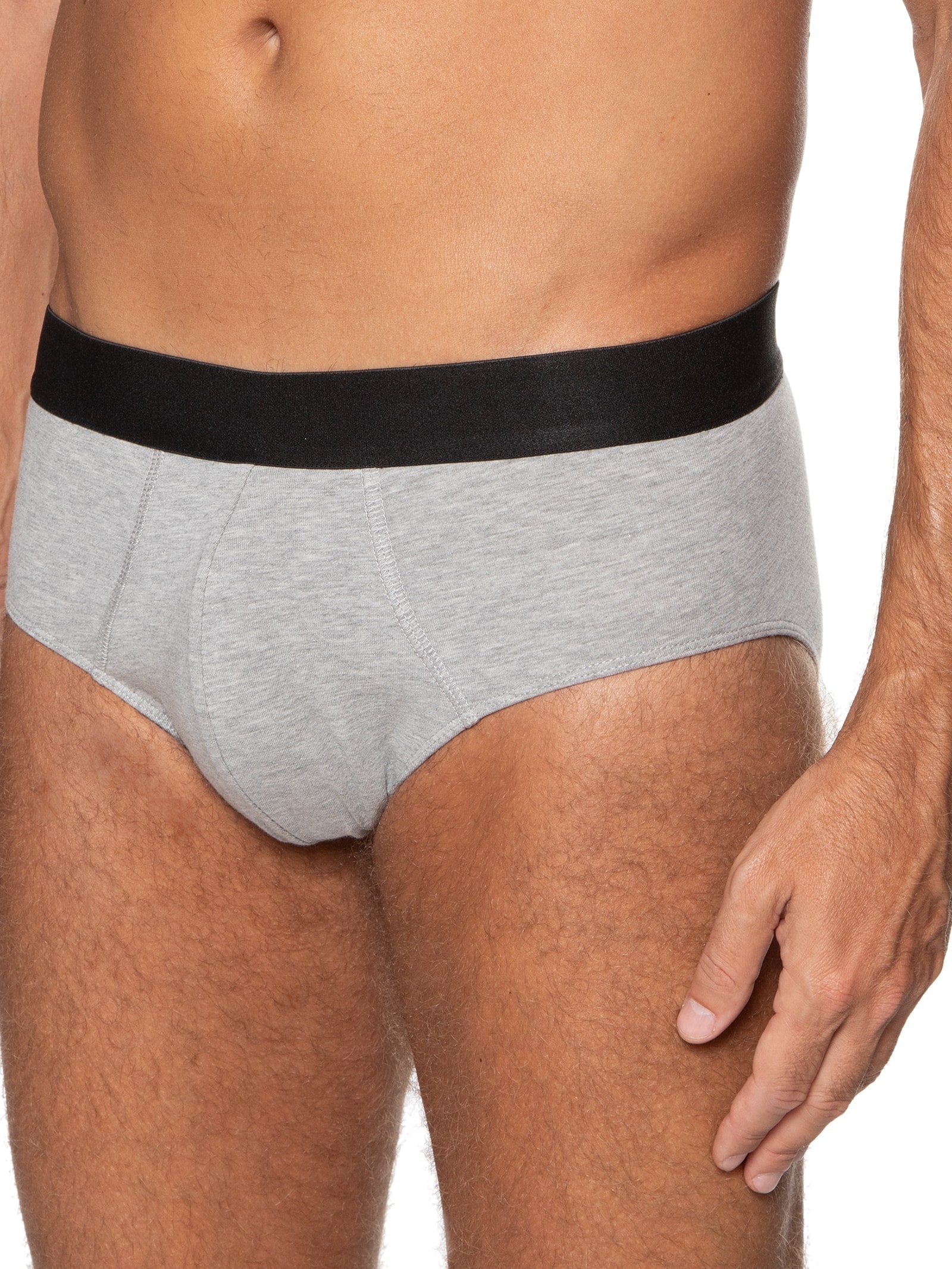 Kit De Cueca Slip Pima 3 Peças Cinza '2 Essential