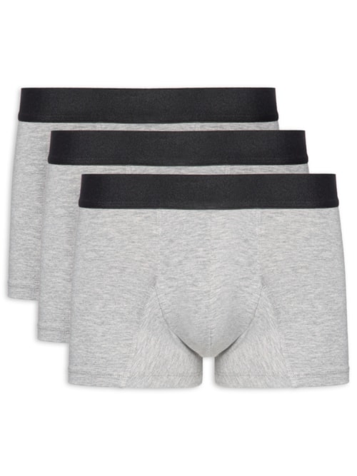 Kit De Cueca Trunk Elástico Pima 3 Peças – Cinza