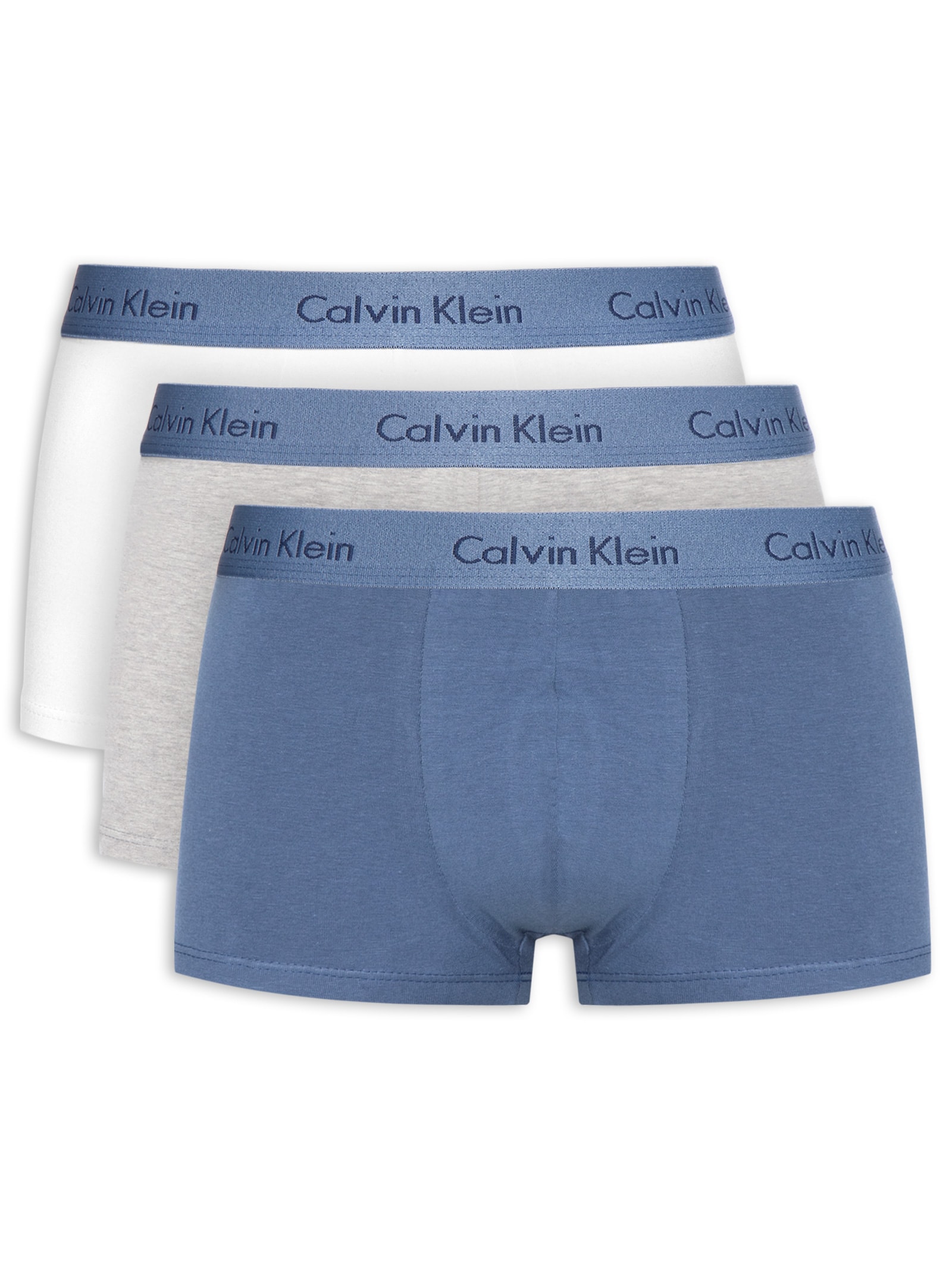 Kit De Cuecas 3 Peças Low Rise Trunk Azul Calvin Klein Underwear