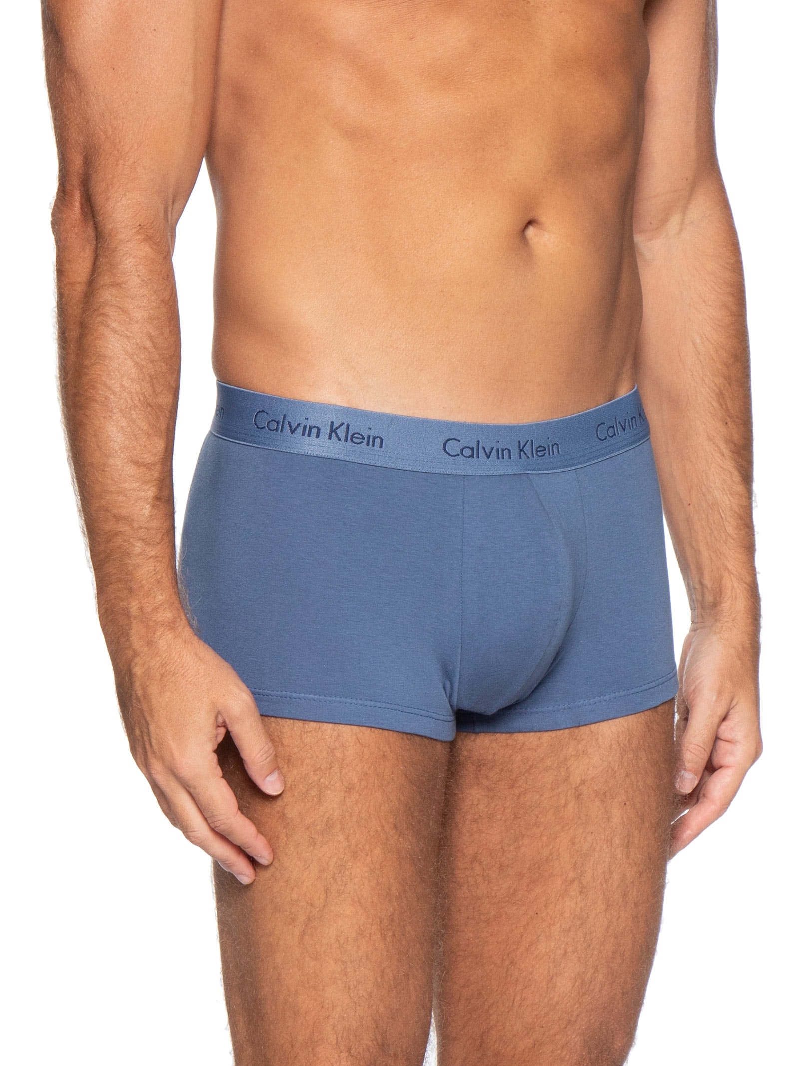 Kit De Cuecas 3 Peças Low Rise Trunk Azul Calvin Klein Underwear