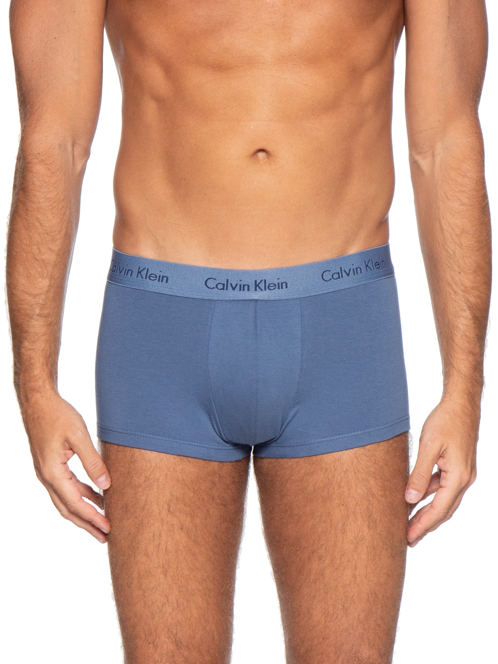 Kit De Cuecas 3 Peças Low Rise Trunk Azul Calvin Klein Underwear