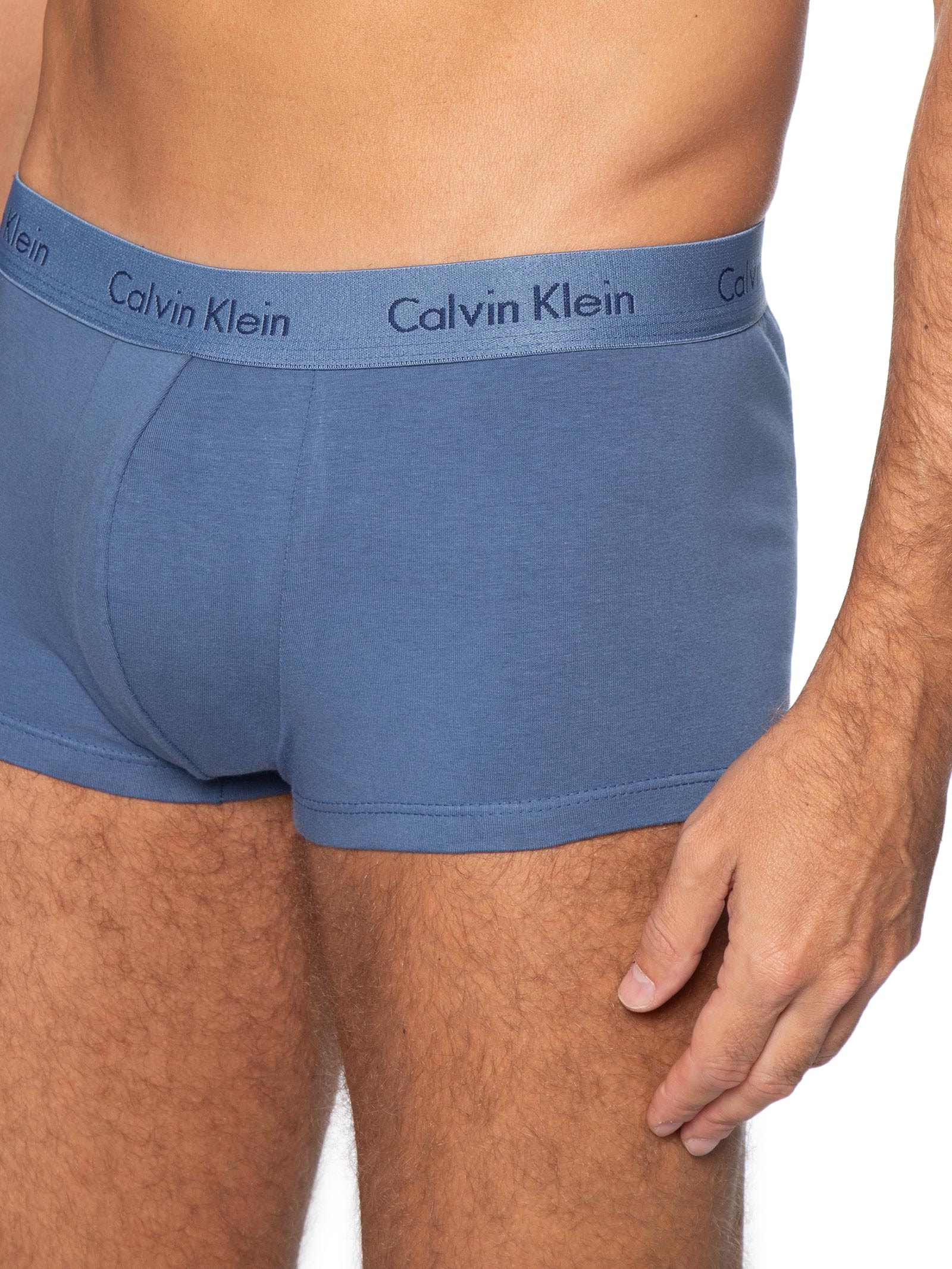 Kit De Cuecas 3 Peças Low Rise Trunk Azul Calvin Klein Underwear