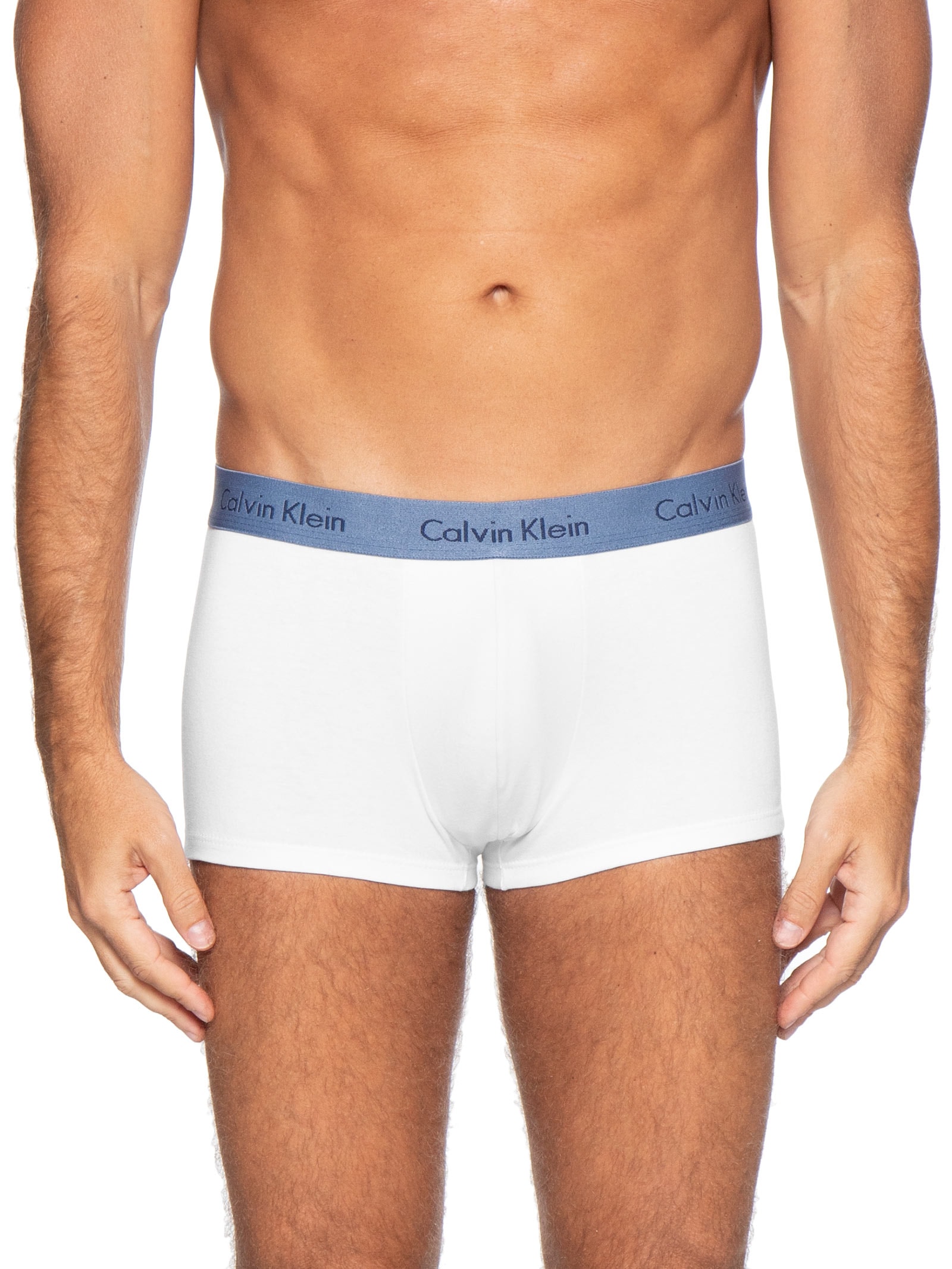 Kit De Cuecas 3 Peças Low Rise Trunk Azul Calvin Klein Underwear