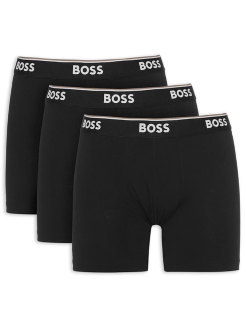 Kit De Cuecas Boxer Br Power 3 Peças - Preto