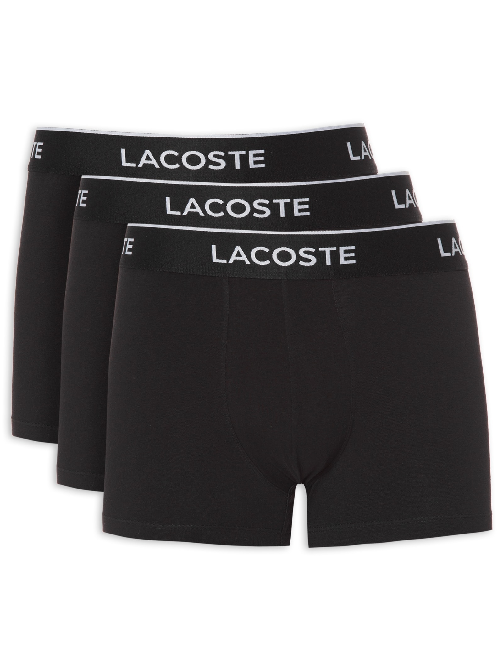Kit De Cuecas Boxer Curto 3 Unidades Preto Lacoste