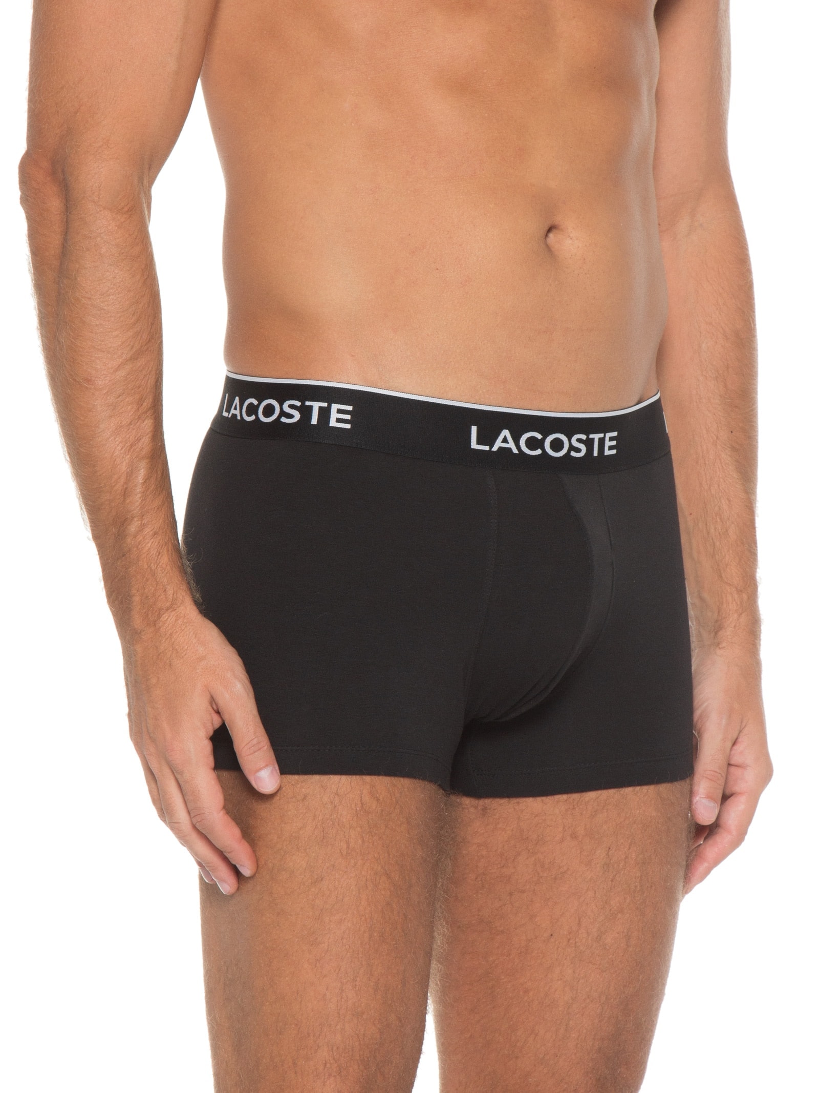 Kit De Cuecas Boxer Curto 3 Unidades Preto Lacoste