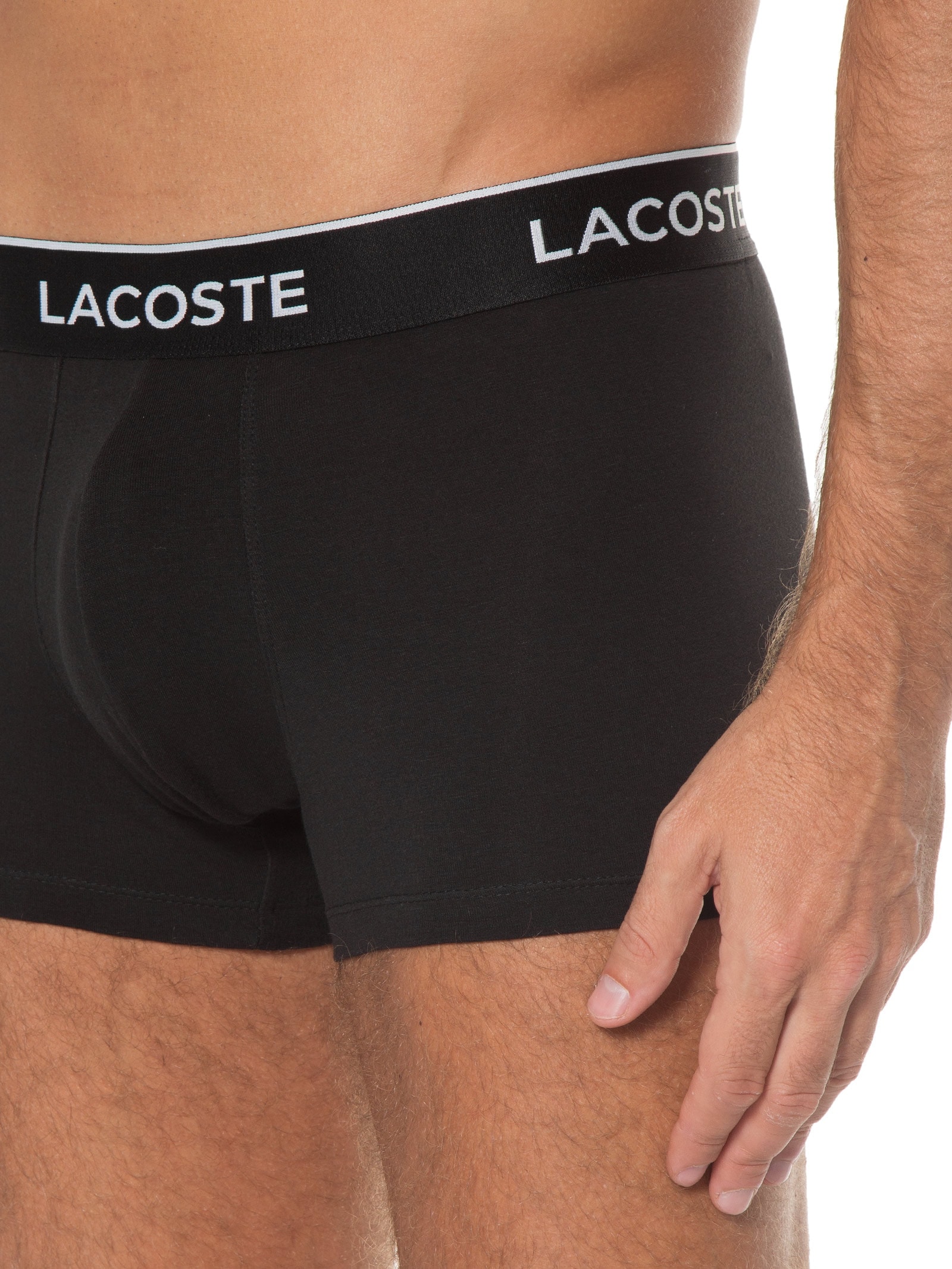 Kit De Cuecas Boxer Curto 3 Unidades Preto Lacoste