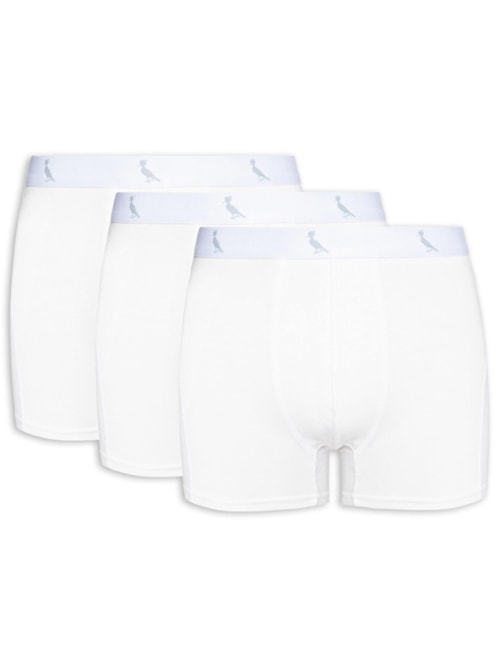 Kit De Cuecas Boxer Monocromático 3 Peças – Branco