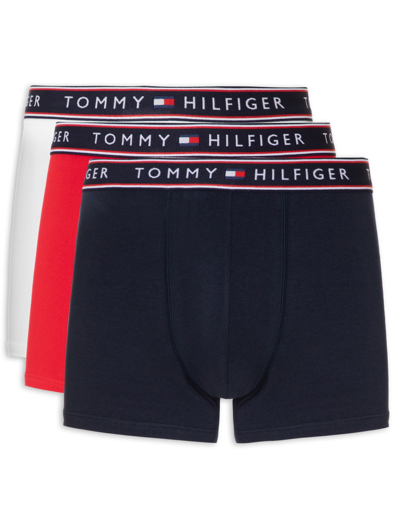  Kit de Cuecas Cotton Stretch Trunk 3 Peças Azul    Tommy Hilfiger