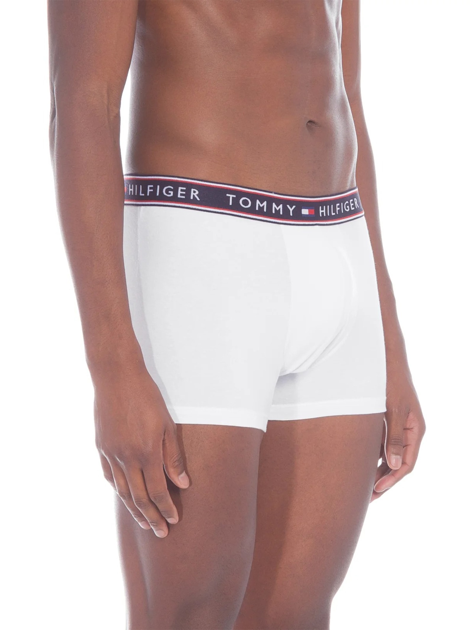  Kit de Cuecas Cotton Stretch Trunk 3 Peças Branco  Tommy Hilfiger