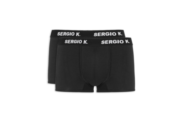 Kit De Cuecas Pack Boxer De Algodão Com 2 Peças - Preto