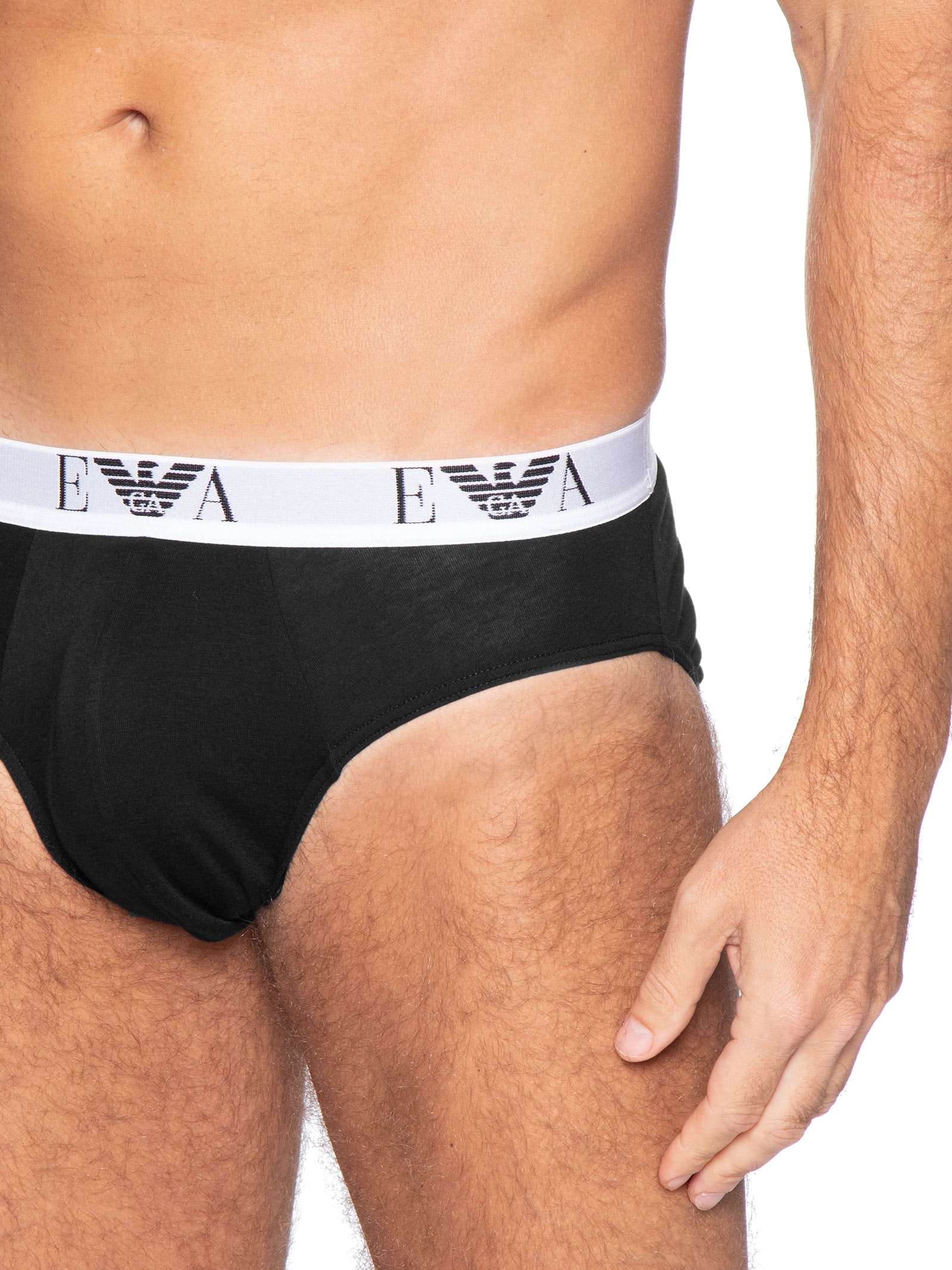 Kit De Cuecas Slip Bottom 3 Peças Cinza Emporio Armani Bodywear