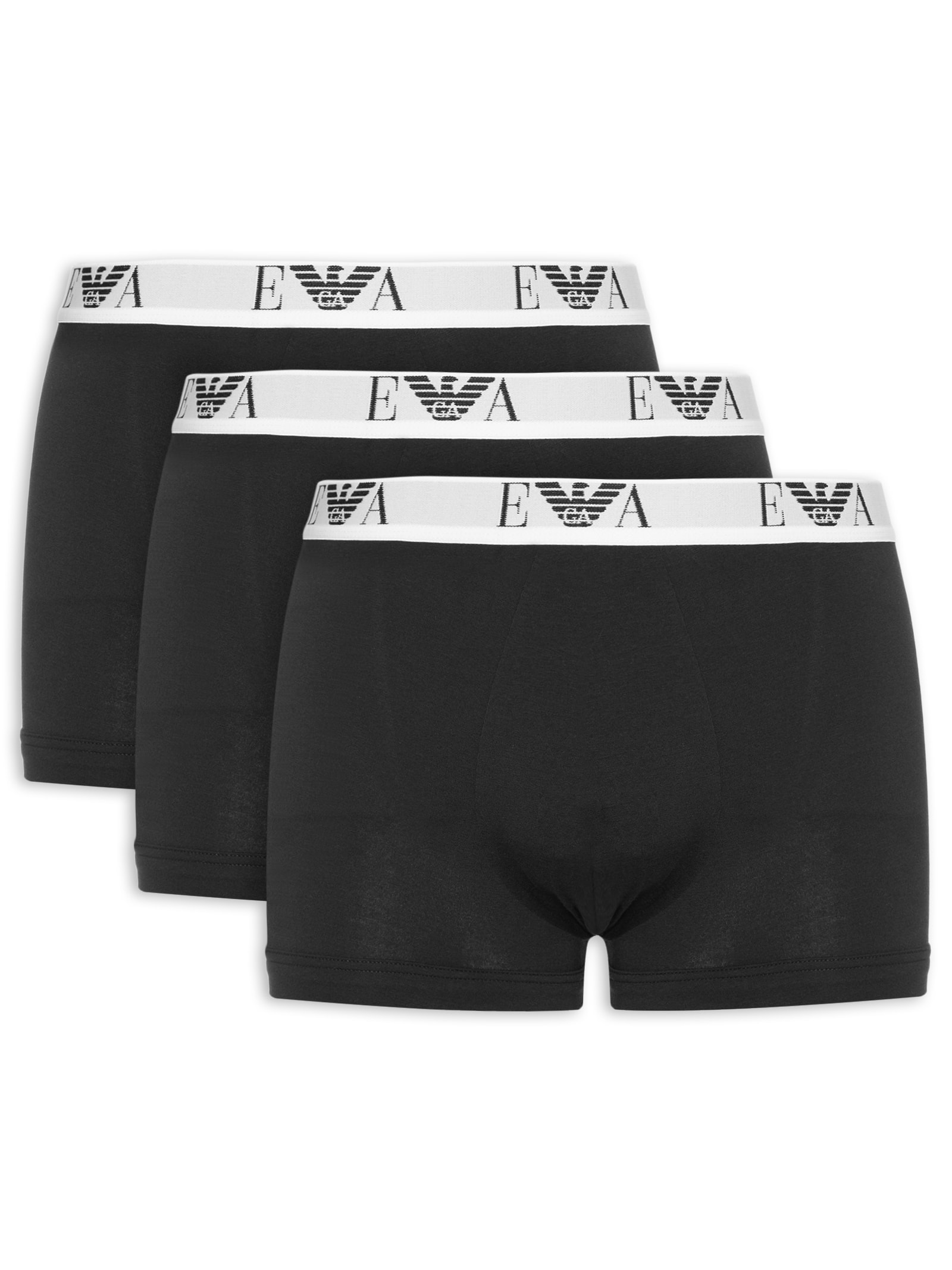 Kit De Cuecas Trunk 3 Peças Preto Emporio Armani Bodywear