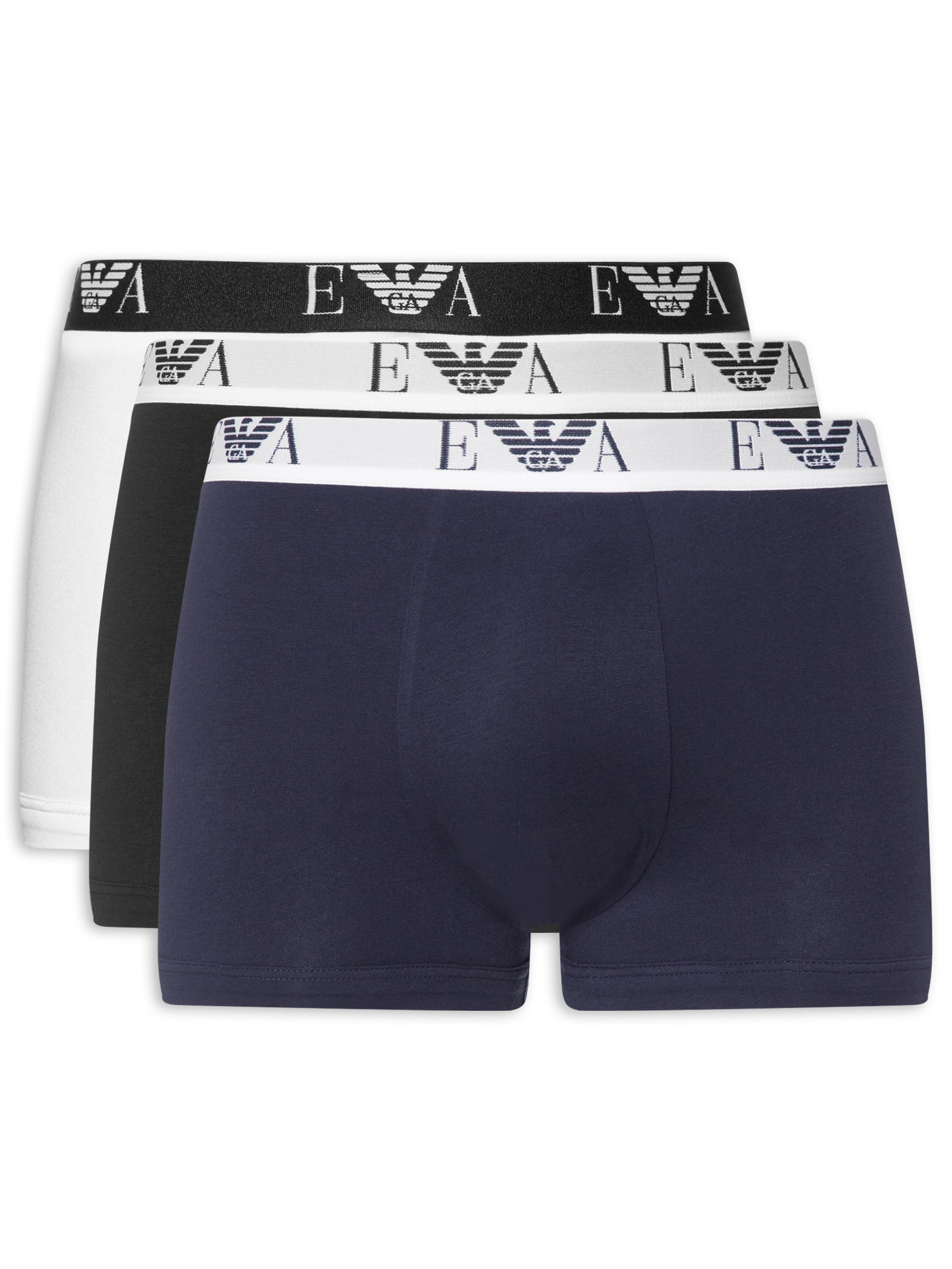 Kit De Cuecas Trunk Bottom 3 Peças Cinza Emporio Armani Bodywear