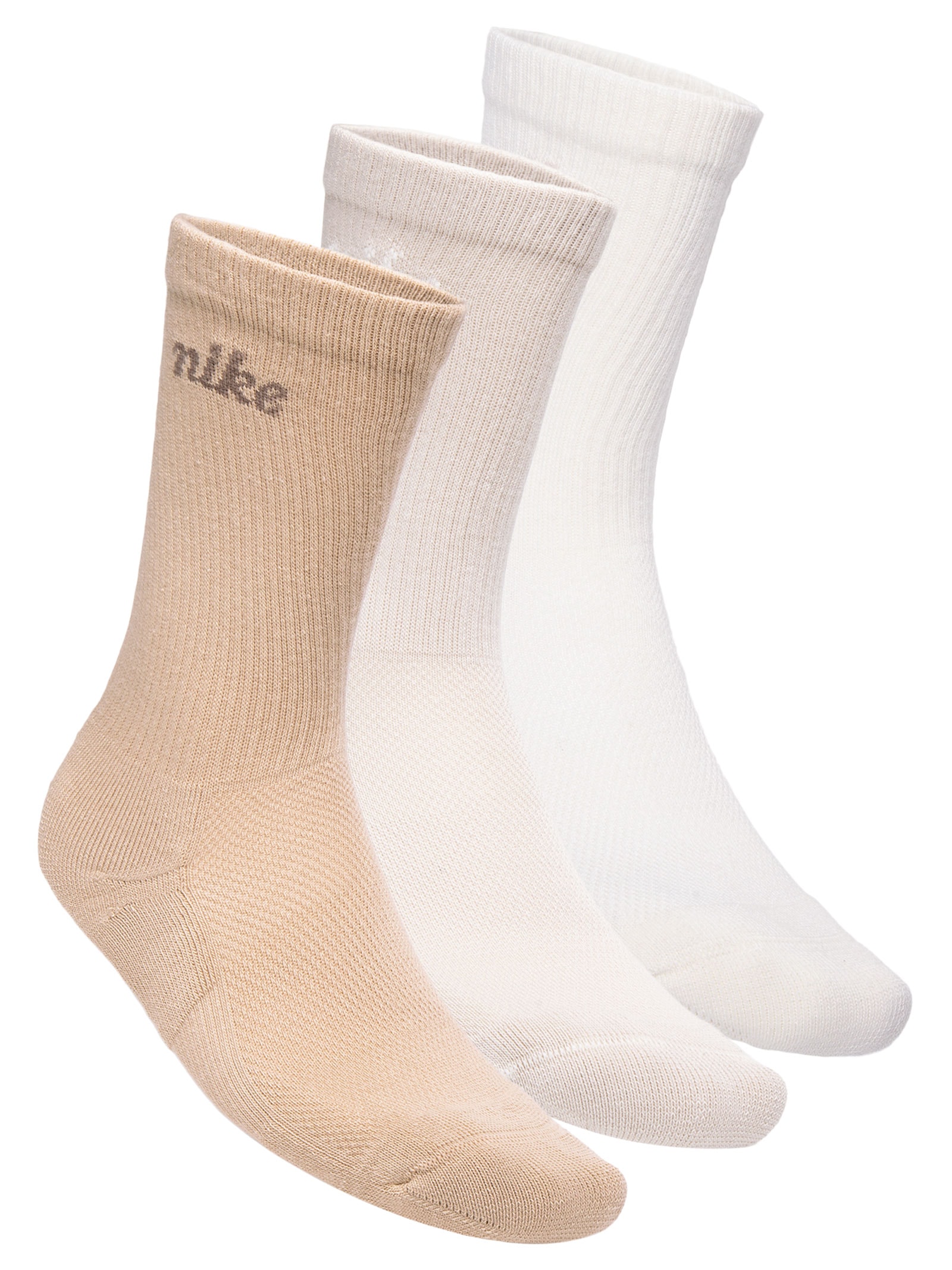 Kit De Meia Feminino 3 Pares Crew Bege Nike