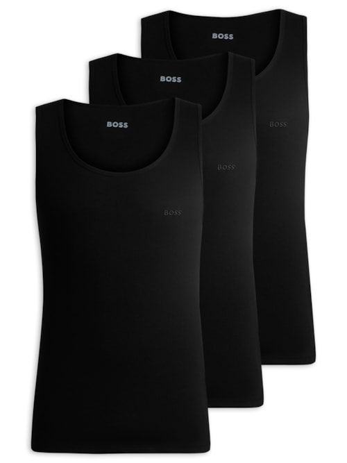 Kit De Regatas Masculinas 3 Peças Rib Classic – Preto