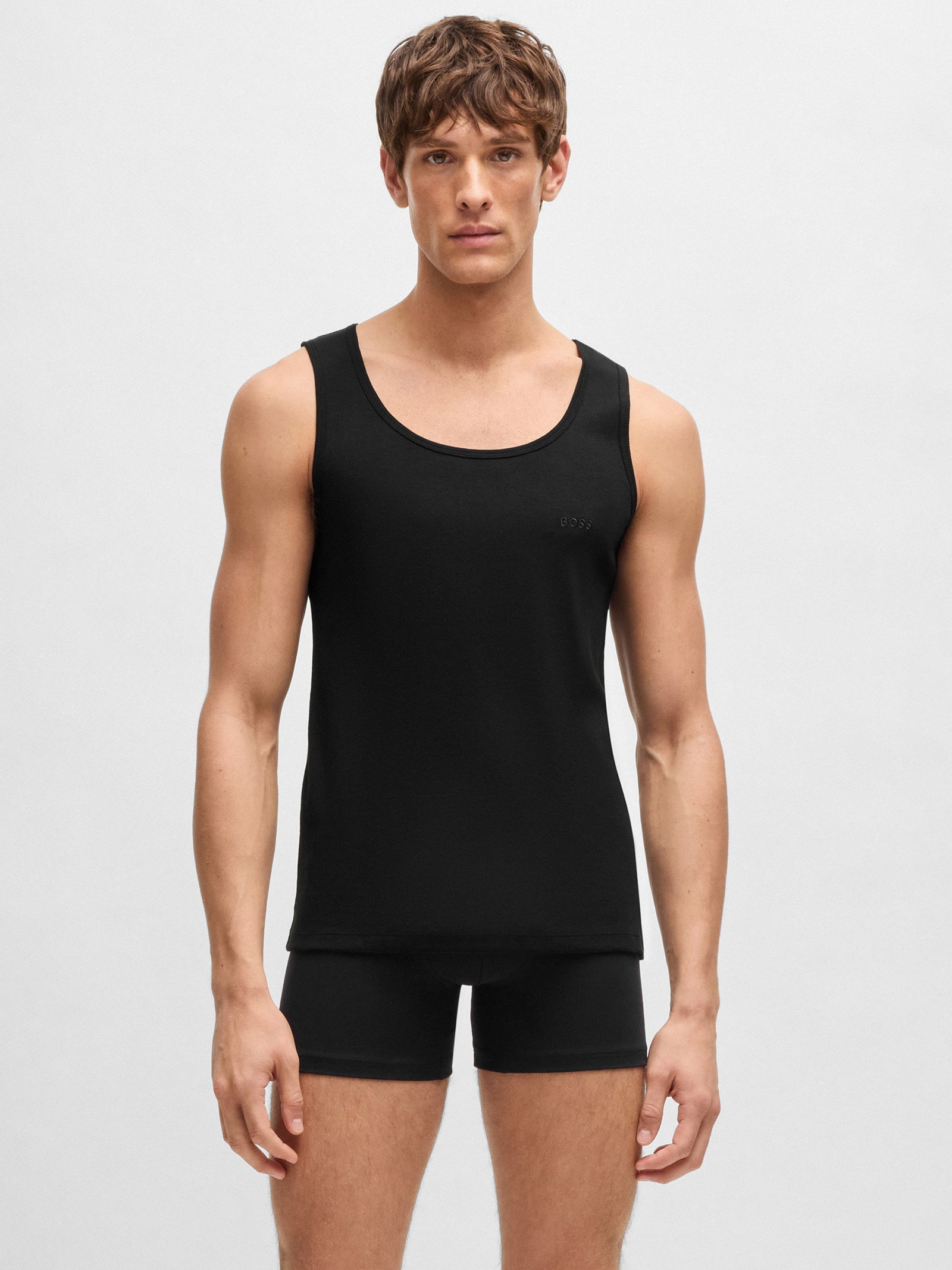 Kit De Regatas Masculinas 3 Peças Rib Classic Preto Boss