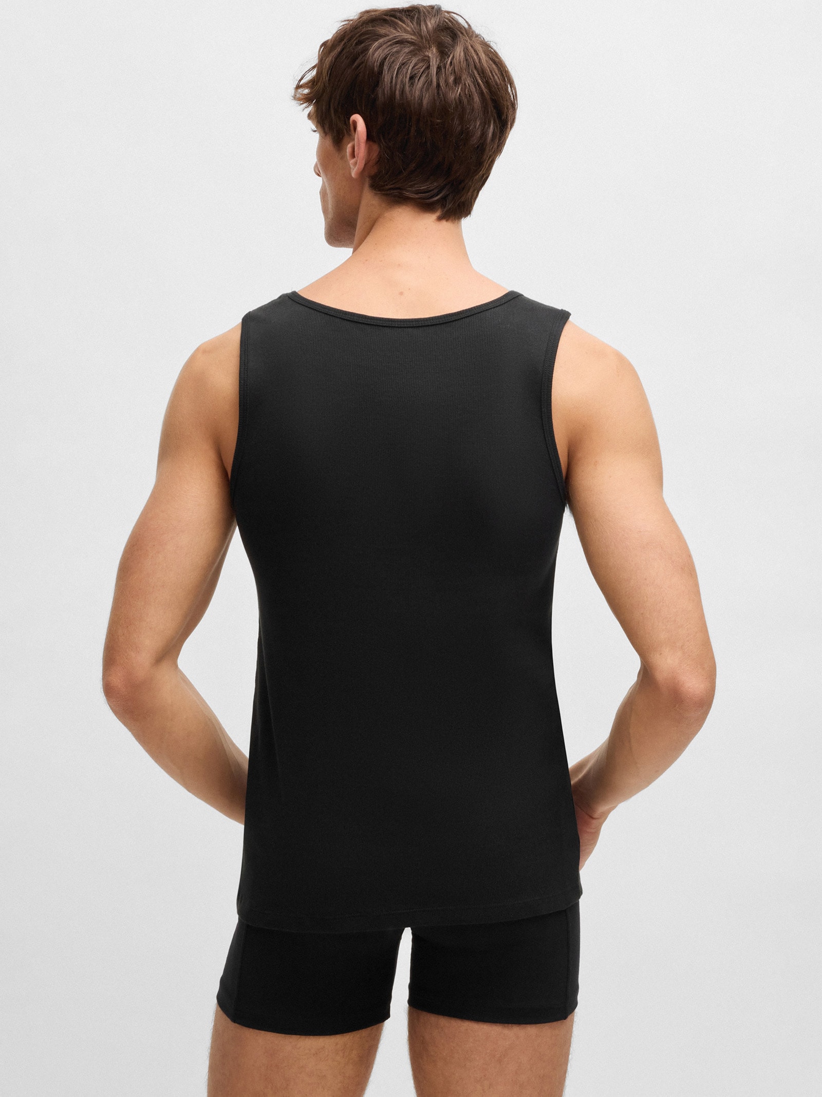 Kit De Regatas Masculinas 3 Peças Rib Classic Preto Boss