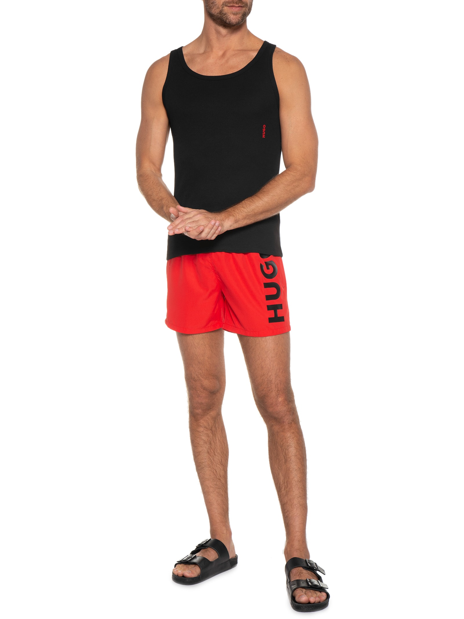 Kit de Regatas Masculinas Tank Top Twin Pack Preto Hugo