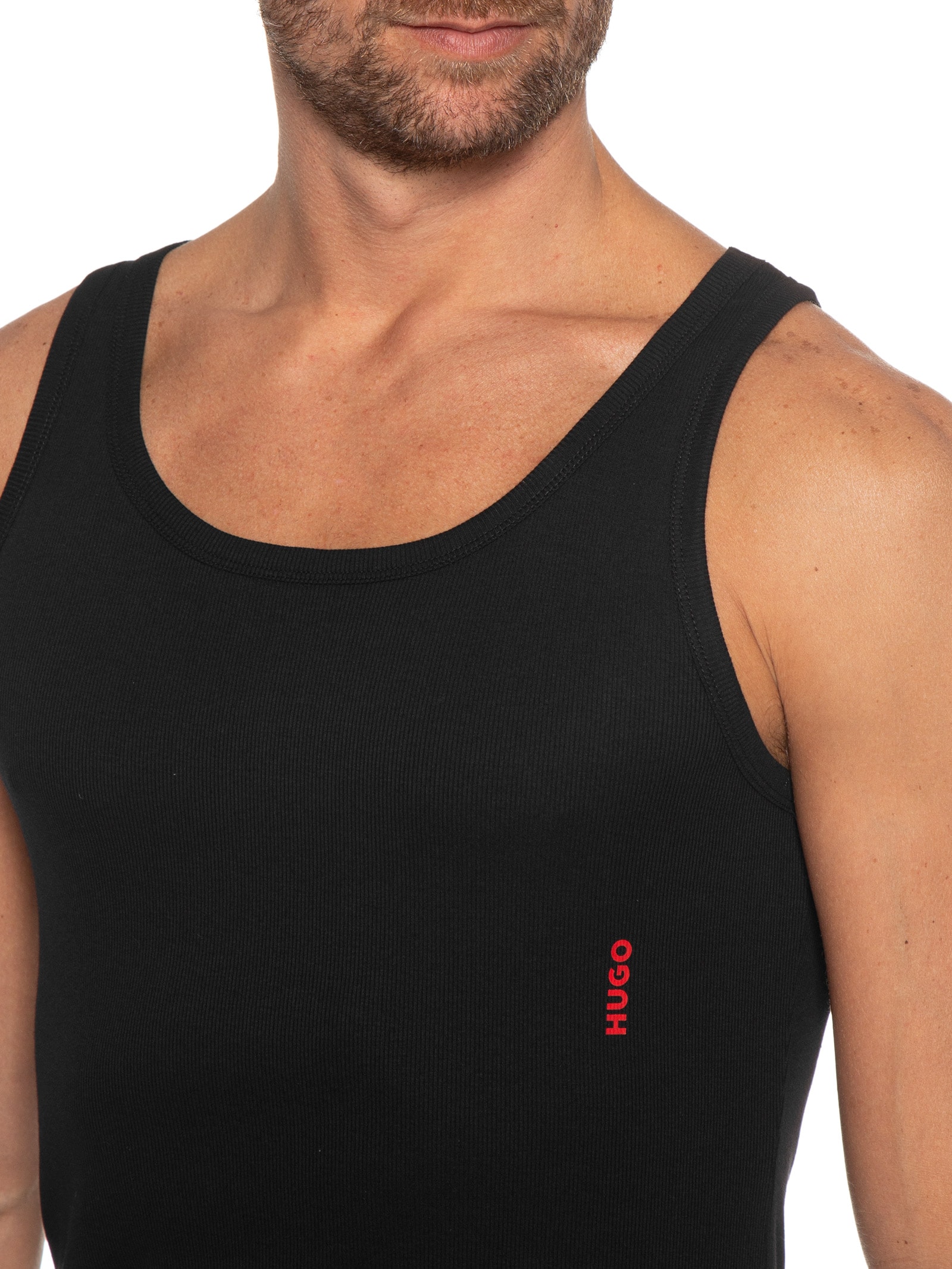 Kit de Regatas Masculinas Tank Top Twin Pack Preto Hugo