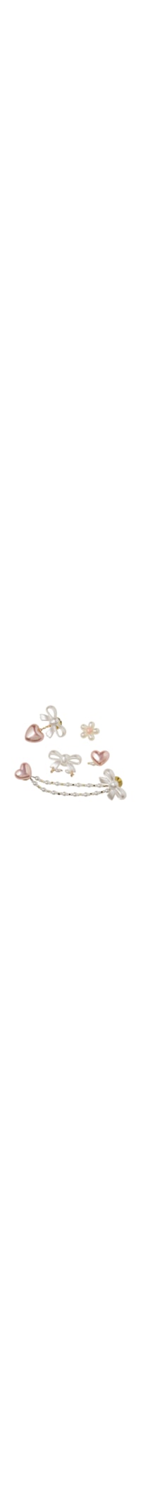 Kit Jibbitz Feminino Bow And Pink Heart 5 Pack - Prateado