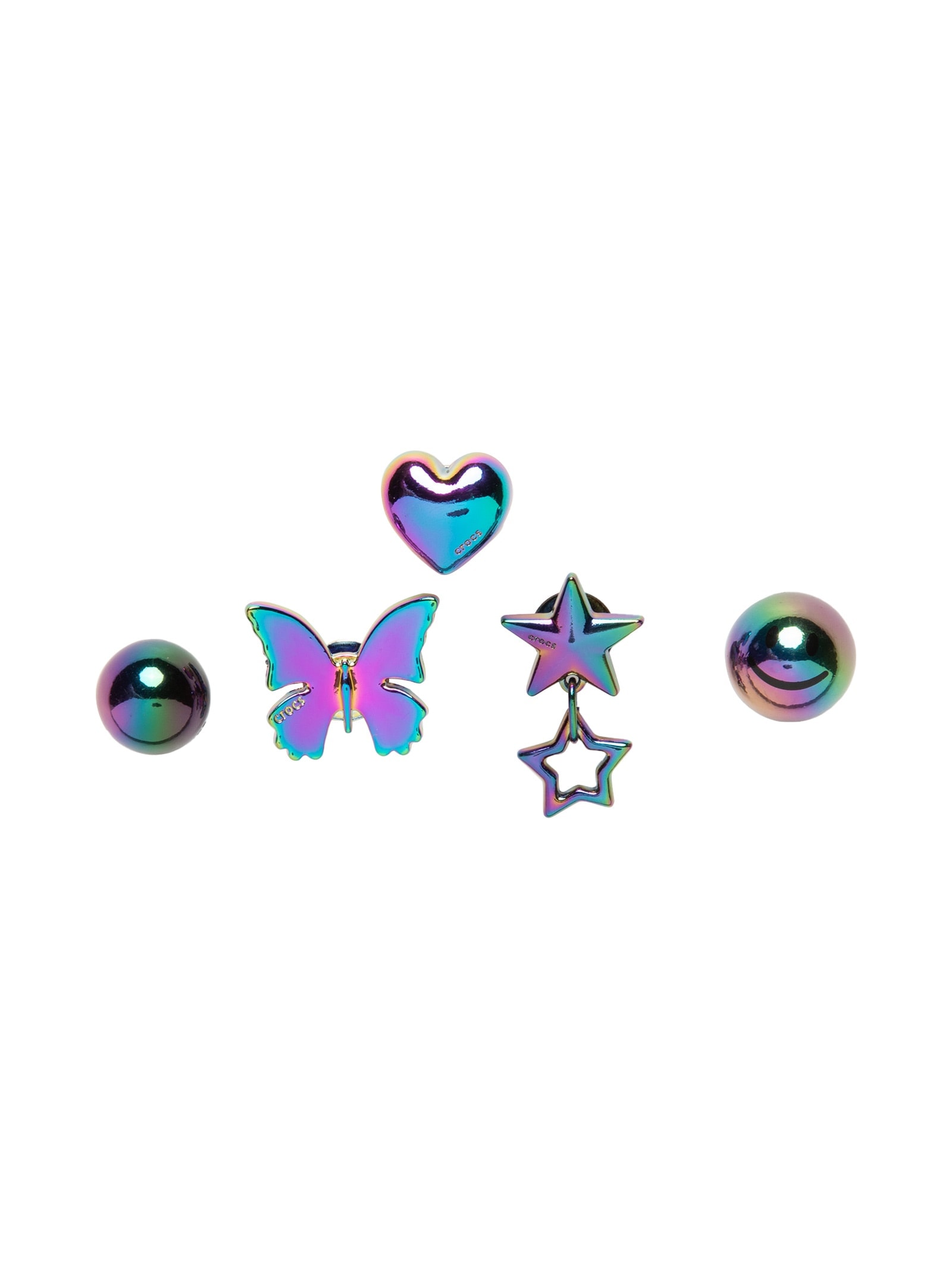 Kit Jibbitz Feminino Iridescent Meta 5 Pack Prateado Crocs