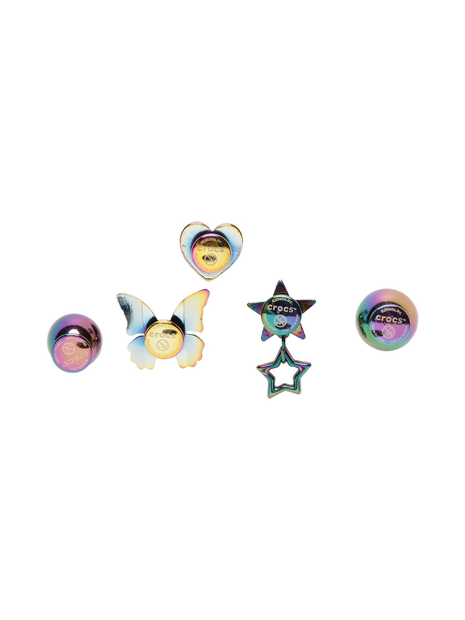 Kit Jibbitz Feminino Iridescent Meta 5 Pack Prateado Crocs