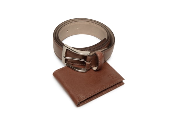 Kit Masculino Presente Carteira e Cinto Em Couro - Marrom