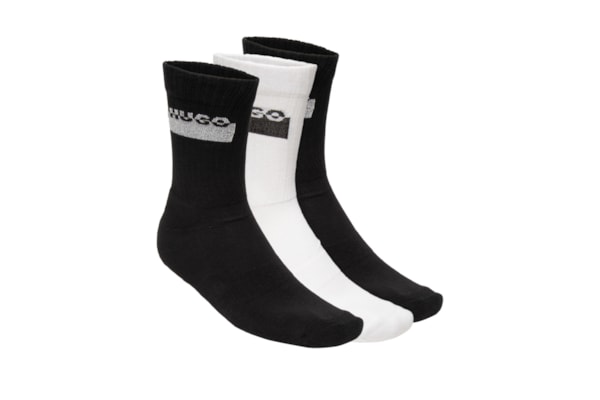 Kit Meias Masculinas 3 Peças Qs Metal Logo - Preto