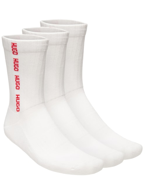 Kit Meias Masculinas 3 Peças Rib Tape Md – Branco