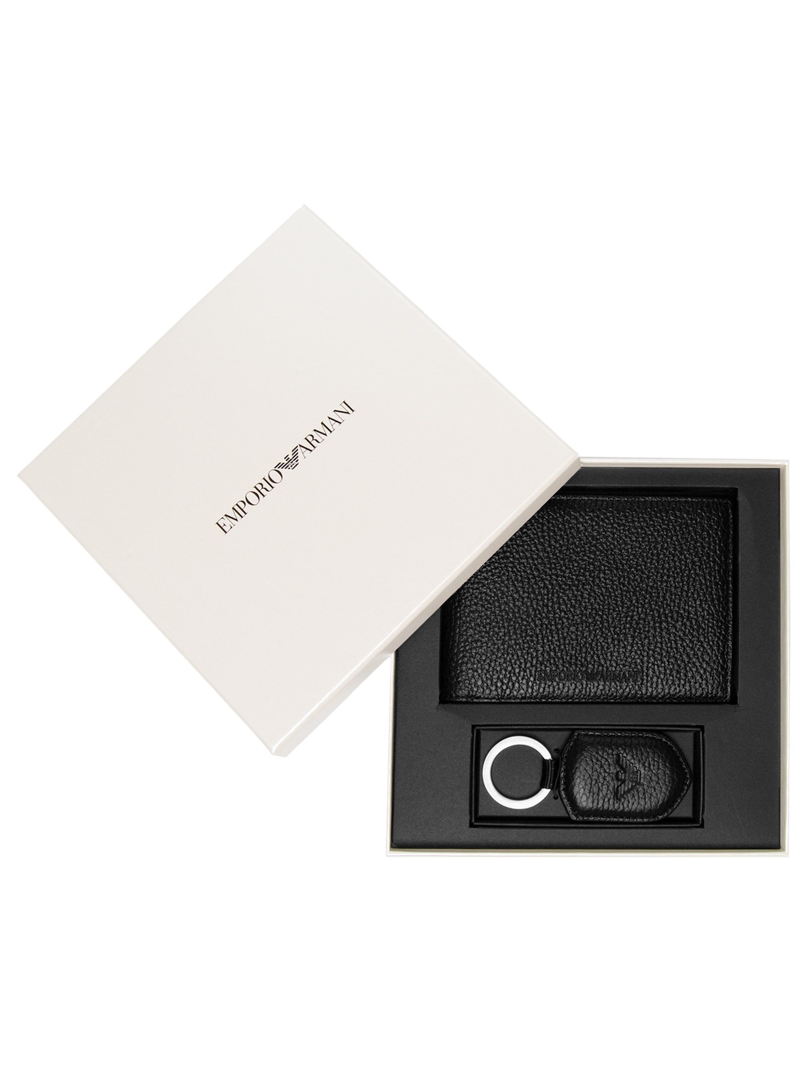 Kit Presente Chaveiro E Carteira Preto Emporio Armani